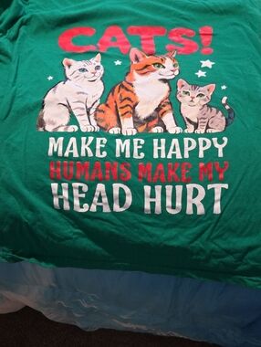 Cats Make Me Happy Graphic Cat T-Shirt - Green